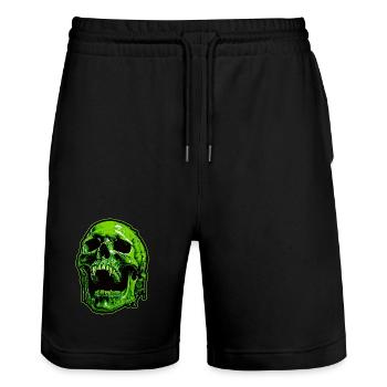 Crâne de vampire vert - Short de jogging bio TRAINER Stanley/Stella unisexe - noir - Devant - Nik (191cm) & Marisol (170cm)