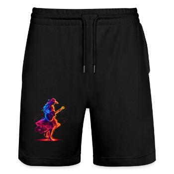 Guitariste Girl Synthwave - Short de jogging bio TRAINER Stanley/Stella unisexe - noir - Devant - Nik (191cm) & Marisol (170cm)