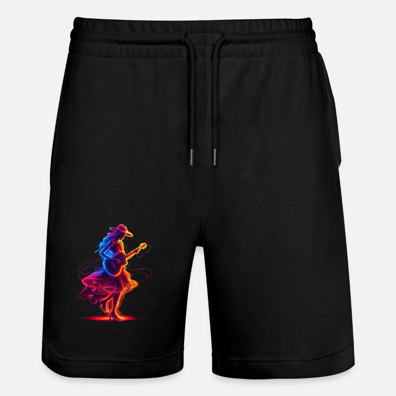 Gitarrist Mädchen Synthwave - Stanley/Stella Unisex Bio Joggingshorts Trainer  - Schwarz