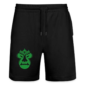 Green Crowned Tribal Mask - Stanley/Stella Trainer Unisex Organic Jogging Shorts - black - Front - Nik (191cm) & Marisol (170cm)