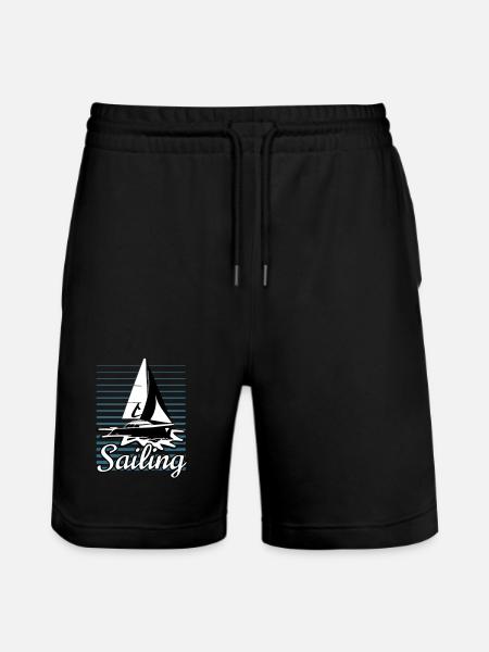Sailboat 002 - Stanley/Stella Trainer Unisex Organic Jogging Shorts - black