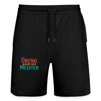 Übe das Schmieden des Meisters - Stanley/Stella Unisex Bio Joggingshorts Trainer  - Schwarz - Vorne - Nik (191cm) & Marisol (170cm)