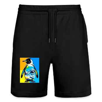 pingouin - Short de jogging bio TRAINER Stanley/Stella unisexe - noir - Devant - Nik (191cm) & Marisol (170cm)