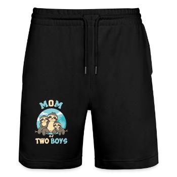 Mom Proud of Her Boys Mom Proud of Her Boys - Stanley/Stella Trainer Unisex Organic Jogging Shorts - black - Front - Nik (191cm) & Marisol (170cm)