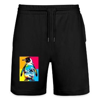 pingouin - Short de jogging bio TRAINER Stanley/Stella unisexe - noir - Devant - Nik (191cm) & Marisol (170cm)