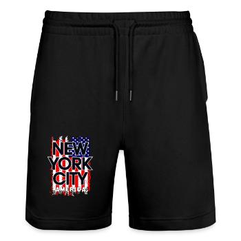 Conception du drapeau de la ville de New York - Short de jogging bio TRAINER Stanley/Stella unisexe - noir - Devant - Nik (191cm) & Marisol (170cm)