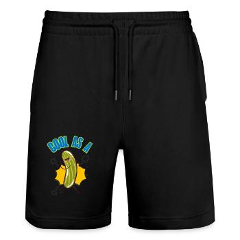Cool_as_a_Cucumber saying phrases slang idiom - Stanley/Stella Trainer Unisex Organic Jogging Shorts - black - Front - Nik (191cm) & Marisol (170cm)