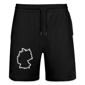Germany Outline – Minimalist Map Design - Stanley/Stella Trainer Unisex Organic Jogging Shorts - black - Front - Nik (191cm) & Marisol (170cm)