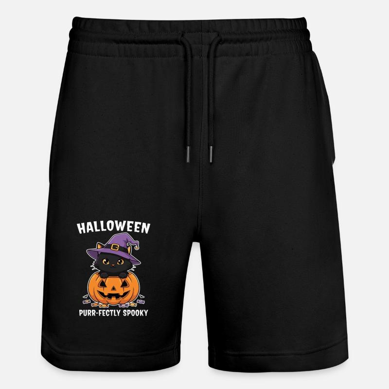 Chaton d’Halloween et Jack-O-Lantern - Short de jogging bio TRAINER Stanley/Stella unisexe - noir