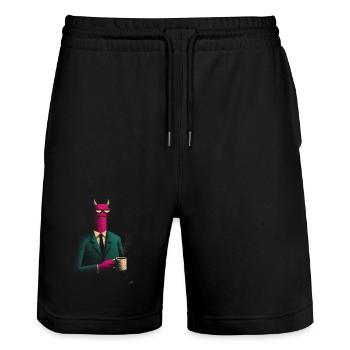 Dämon im Anzug mit Kaffee - Stanley/Stella Unisex Bio Joggingshorts Trainer  - Schwarz - Vorne - Nik (191cm) & Marisol (170cm)