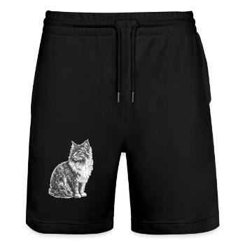 Chat - Short de jogging bio TRAINER Stanley/Stella unisexe - noir - Devant - Nik (191cm) & Marisol (170cm)