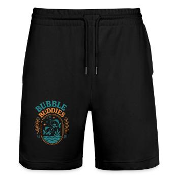 Bubble Buddies - Stanley/Stella Trainer Unisex Organic Jogging Shorts - black - Front - Nik (191cm) & Marisol (170cm)