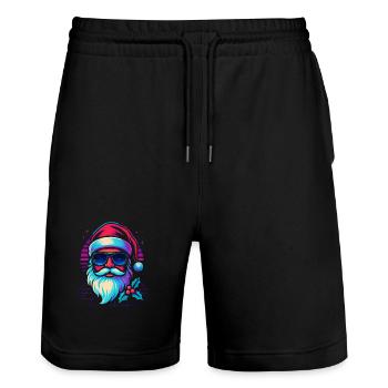 Santa Claus Funny Retro Gaming - Stanley/Stella Trainer Unisex Organic Jogging Shorts - black - Front - Nik (191cm) & Marisol (170cm)
