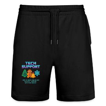 Funny Technical Support Debug Christmas - Stanley/Stella Trainer Unisex Organic Jogging Shorts - black - Front - Nik (191cm) & Marisol (170cm)