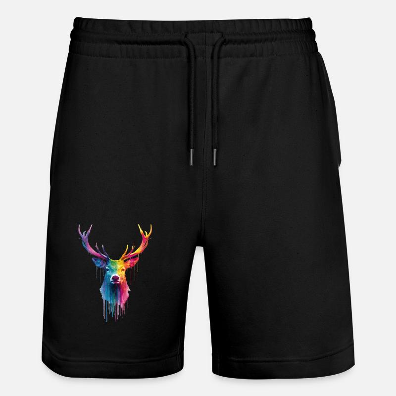 Hirsch Reh Geweih - Stanley/Stella Unisex Bio Joggingshorts Trainer  - Schwarz