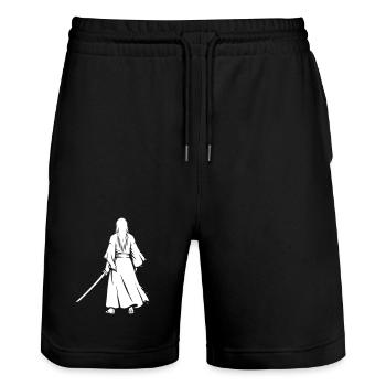 Anime Ronin Swordsman Back - Short de jogging bio TRAINER Stanley/Stella unisexe - noir - Devant - Nik (191cm) & Marisol (170cm)