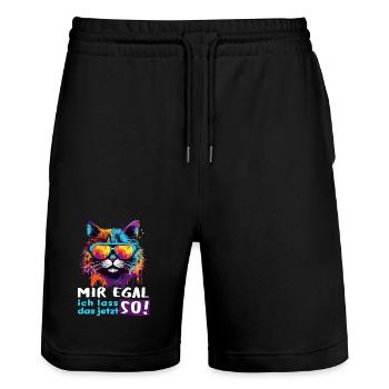 Mir egal! Ich lass das jetzt so!  - Stanley/Stella Unisex Bio Joggingshorts Trainer  - Schwarz - Vorne - Nik (191cm) & Marisol (170cm)