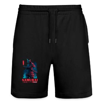 Neon Samurai Spirit - Stanley/Stella Trainer Unisex Organic Jogging Shorts - black - Front - Nik (191cm) & Marisol (170cm)