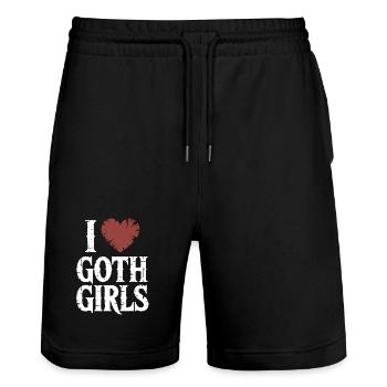 I Heart Goth Girls - Stanley/Stella Trainer Unisex Organic Jogging Shorts - black - Front - Nik (191cm) & Marisol (170cm)