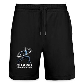 Qigong Tai Chi - Stanley/Stella Trainer Unisex Organic Jogging Shorts - black - Front - Nik (191cm) & Marisol (170cm)