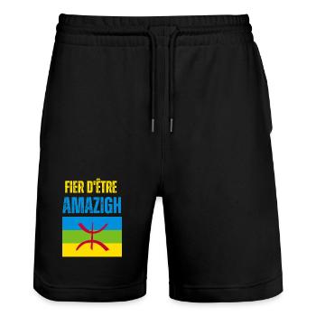fier d'être Amazigh - Short de jogging bio TRAINER Stanley/Stella unisexe - noir - Devant - Nik (191cm) & Marisol (170cm)