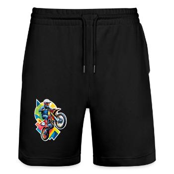 Motocross-Motorrad-Cross-Trial-Enduro-Freestyle - Stanley/Stella Unisex Bio Joggingshorts Trainer  - Schwarz - Vorne - Nik (191cm) & Marisol (170cm)