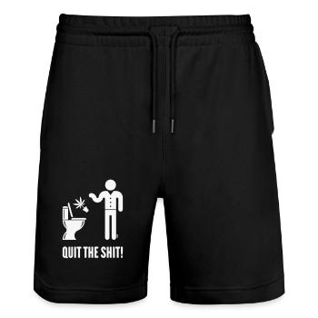 Quit The Shit! (Cannabis / Marijuana / Hemp / W) - Stanley/Stella Trainer Unisex Organic Jogging Shorts - black - Front - Nik (191cm) & Marisol (170cm)