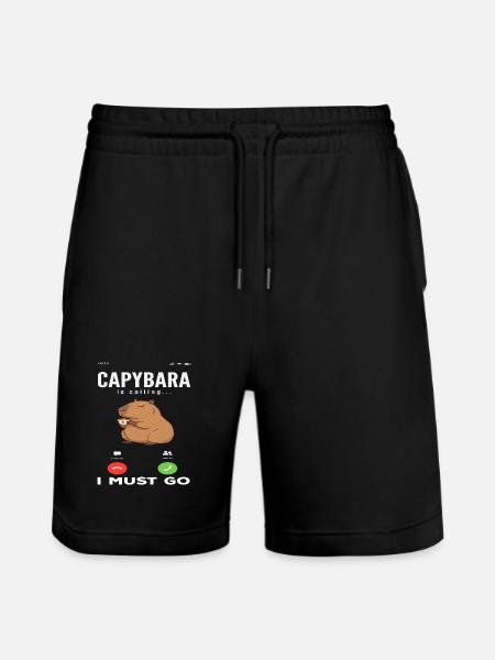 Phone Call Calling Capybaras Cute - Stanley/Stella Trainer Unisex Organic Jogging Shorts - black