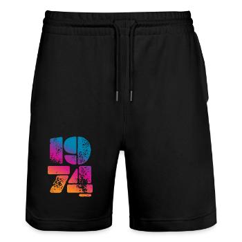 1974 Vintage Vintage Birthday Gift - Stanley/Stella Trainer Unisex Organic Jogging Shorts - black - Front - Nik (191cm) & Marisol (170cm)