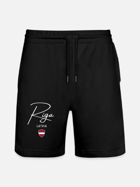 Riga Latvia, elegant design Riga - Stanley/Stella Trainer Unisex Organic Jogging Shorts - black