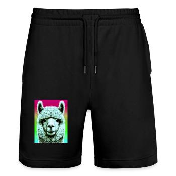 Alpaca - Stanley/Stella Trainer Unisex Organic Jogging Shorts - black - Front - Nik (191cm) & Marisol (170cm)