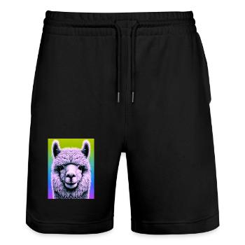 Alpaka - Stanley/Stella Unisex Bio Joggingshorts Trainer  - Schwarz - Vorne - Nik (191cm) & Marisol (170cm)