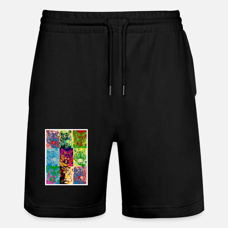 Tiger_4 - Stanley/Stella Unisex Bio Joggingshorts Trainer  - Schwarz
