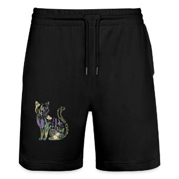 Bohèmes Plantes de chat Fleurs - Short de jogging bio TRAINER Stanley/Stella unisexe - noir - Devant - Nik (191cm) & Marisol (170cm)