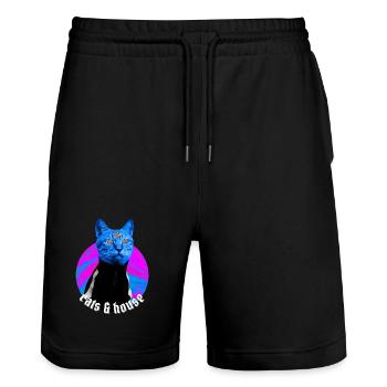 Cats & House Chat Music House Deep House - Stanley/Stella Trainer Unisex Organic Jogging Shorts - black - Front - Nik (191cm) & Marisol (170cm)