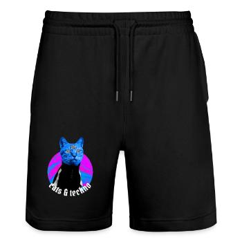 Cats & Techno Cat Music Techno Rave Festival - Stanley/Stella Trainer Unisex Organic Jogging Shorts - black - Front - Nik (191cm) & Marisol (170cm)
