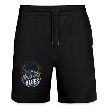 Instrument Harmonica Blues Music Musicians - Stanley/Stella Trainer Unisex Organic Jogging Shorts - black - Front - Nik (191cm) & Marisol (170cm)