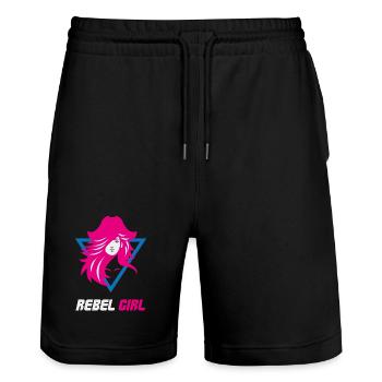 Rebel Girl Baddie Ästhetik - Stanley/Stella Unisex Bio Joggingshorts Trainer  - Schwarz - Vorne - Nik (191cm) & Marisol (170cm)