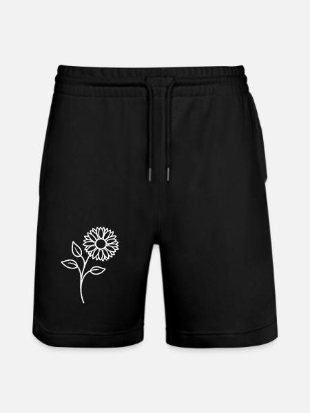 Sunflower One Line Floral Motif - Stanley/Stella Trainer Unisex Organic Jogging Shorts - black