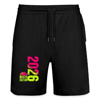 Basketball Meister Edition 2026 in lime pink - Stanley/Stella Unisex Bio Joggingshorts Trainer  - Schwarz - Vorne - Nik (191cm) & Marisol (170cm)