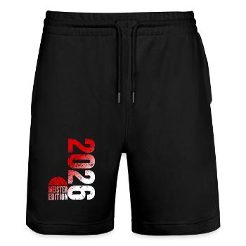 Basketball Meister Edition 2026 in rot und weiß - Stanley/Stella Unisex Bio Joggingshorts Trainer  - Schwarz - Vorne - Nik (191cm) & Marisol (170cm)