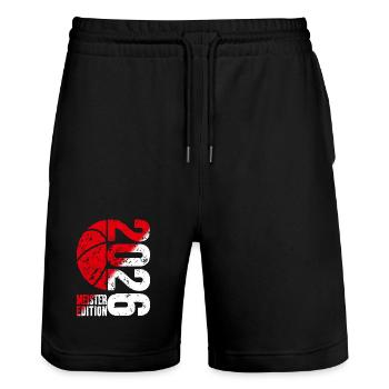 Basketball Meister Edition 2026 in rot und weiß - Stanley/Stella Unisex Bio Joggingshorts Trainer  - Schwarz - Vorne - Nik (191cm) & Marisol (170cm)