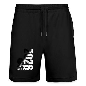 Maillot Basketball Master 2026, noir et blanc - Short de jogging bio TRAINER Stanley/Stella unisexe - noir - Devant - Nik (191cm) & Marisol (170cm)