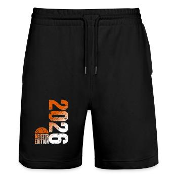 Basketball Meister Shirt 2026, Orange weiß - Stanley/Stella Unisex Bio Joggingshorts Trainer  - Schwarz - Vorne - Nik (191cm) & Marisol (170cm)