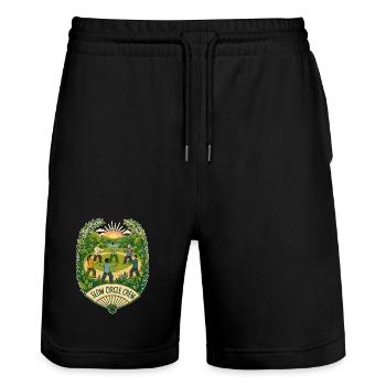 SLOW CIRCLE CREW Wolken - Stanley/Stella Unisex Bio Joggingshorts Trainer  - Schwarz - Vorne - Nik (191cm) & Marisol (170cm)