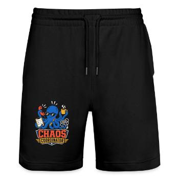 Chaos Coordinator Oktopus - Stanley/Stella Unisex Bio Joggingshorts Trainer  - Schwarz - Vorne - Nik (191cm) & Marisol (170cm)