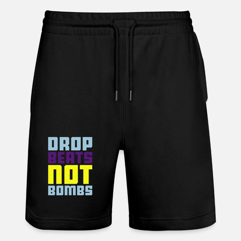 drop beats not bombs - Stanley/Stella Unisex Bio Joggingshorts Trainer  - Schwarz