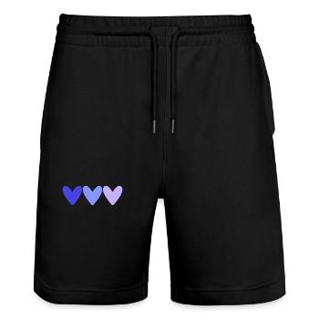 HERZ. PAAR. GERADE VERHEIRATET. Junggesellinnenabschied. VALENTINSTAG. - Stanley/Stella Unisex Bio Joggingshorts Trainer  - Schwarz - Vorne - Nik (191cm) & Marisol (170cm)