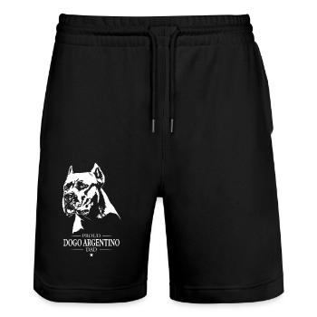Dogo Argentino Dad Dog Dog Wilsigns - Stanley/Stella Trainer Unisex Organic Jogging Shorts - black - Front - Nik (191cm) & Marisol (170cm)