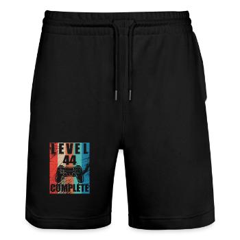 Level 44 complete - Stanley/Stella Trainer Unisex Organic Jogging Shorts - black - Front - Nik (191cm) & Marisol (170cm)